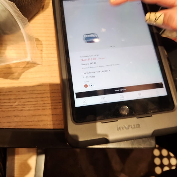 COACH Zak Varsity Flip Flop in Denim Blue/ Red - Picture 8 of 8